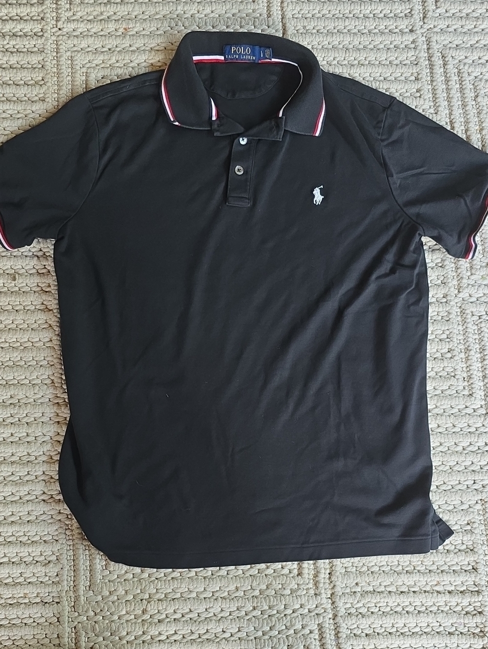 Ralph Lauren Black Polo with Red and White Trim